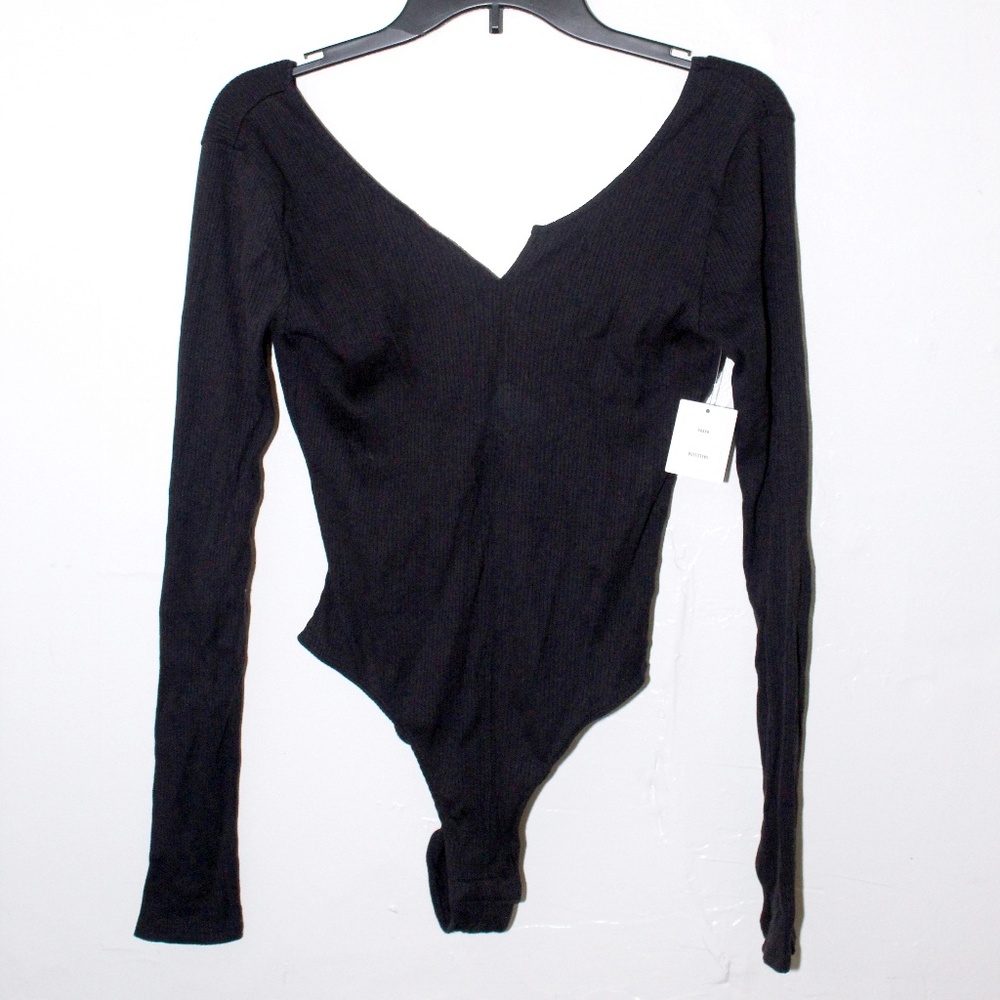 Out From Under Long Sleeve Black Bodysuit M